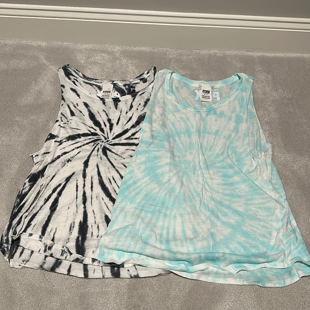 Set of two Victoria secret pink tye dye tank tops